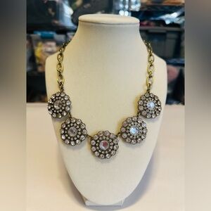 J. Crew Necklace Statement Rhinestone
Medallion Gold Tone Estate Costume